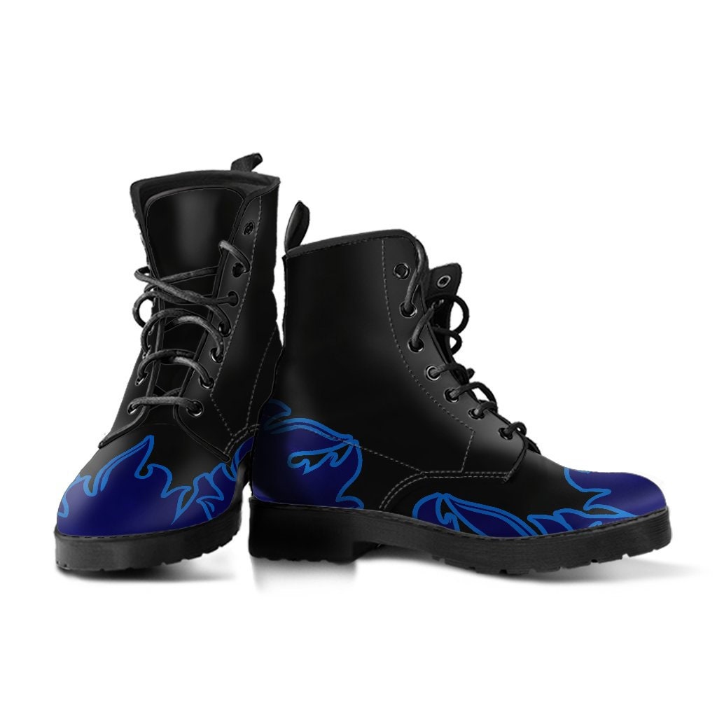 Blue Flames Boots Combat Style Men's Women's with Etsy