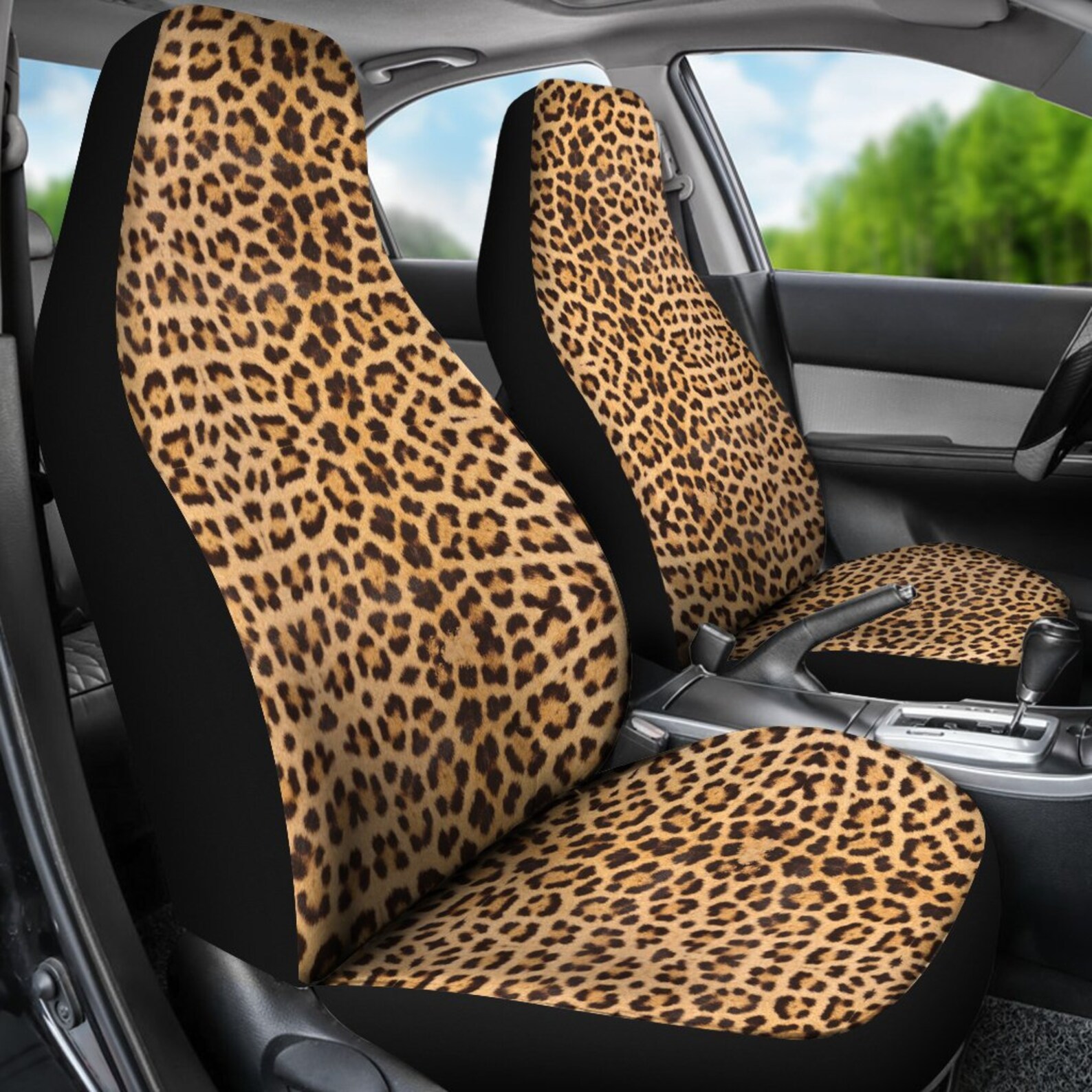 Leopard Animal Print Black Car Seat Covers Wild Animals Etsy