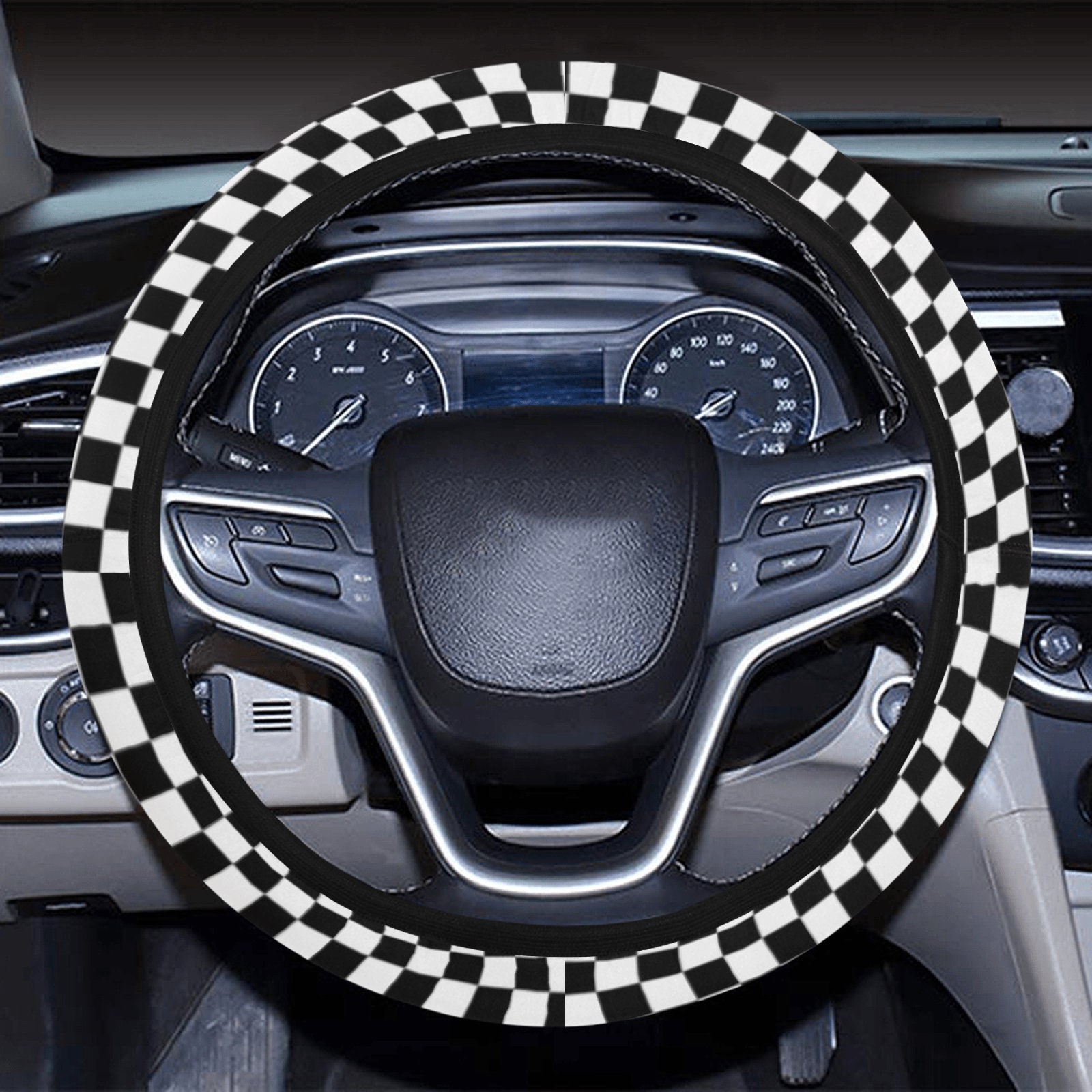 Gothic Letter Checkerboard Car Steering Wheel - Temu