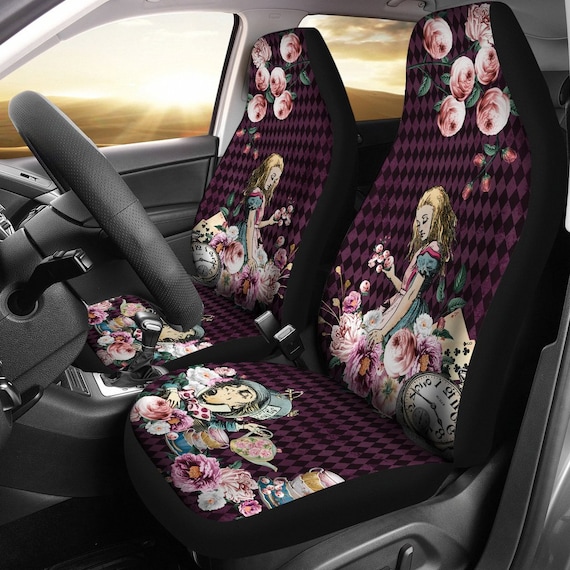 Alice in Wonderland Pink Car Seat Covers set of 2 Interior Car Accessories  Dark Pink Romantic Alice Seat Protectors Car Accessories -  Sweden