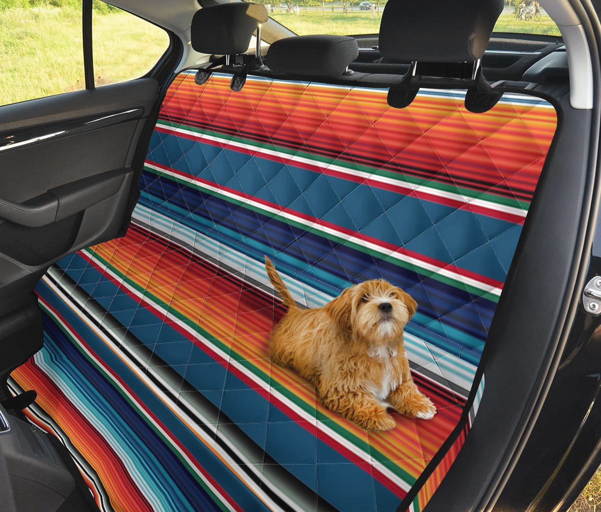 Bright Blue Tie Dye Style Dog Hammock Back Seat Cover for Car Truck SUV  Waterproof Bench Protector for Pets Washable Easy Install Boho 