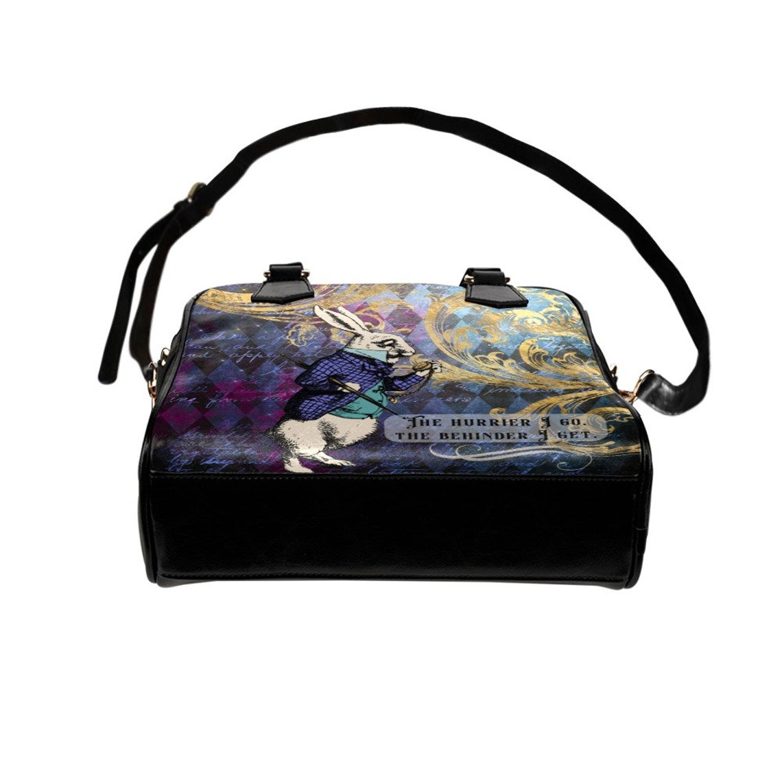 White Rabbit Purse, Dark Alice in Wonderland Purple Handbag, Shoulder ...