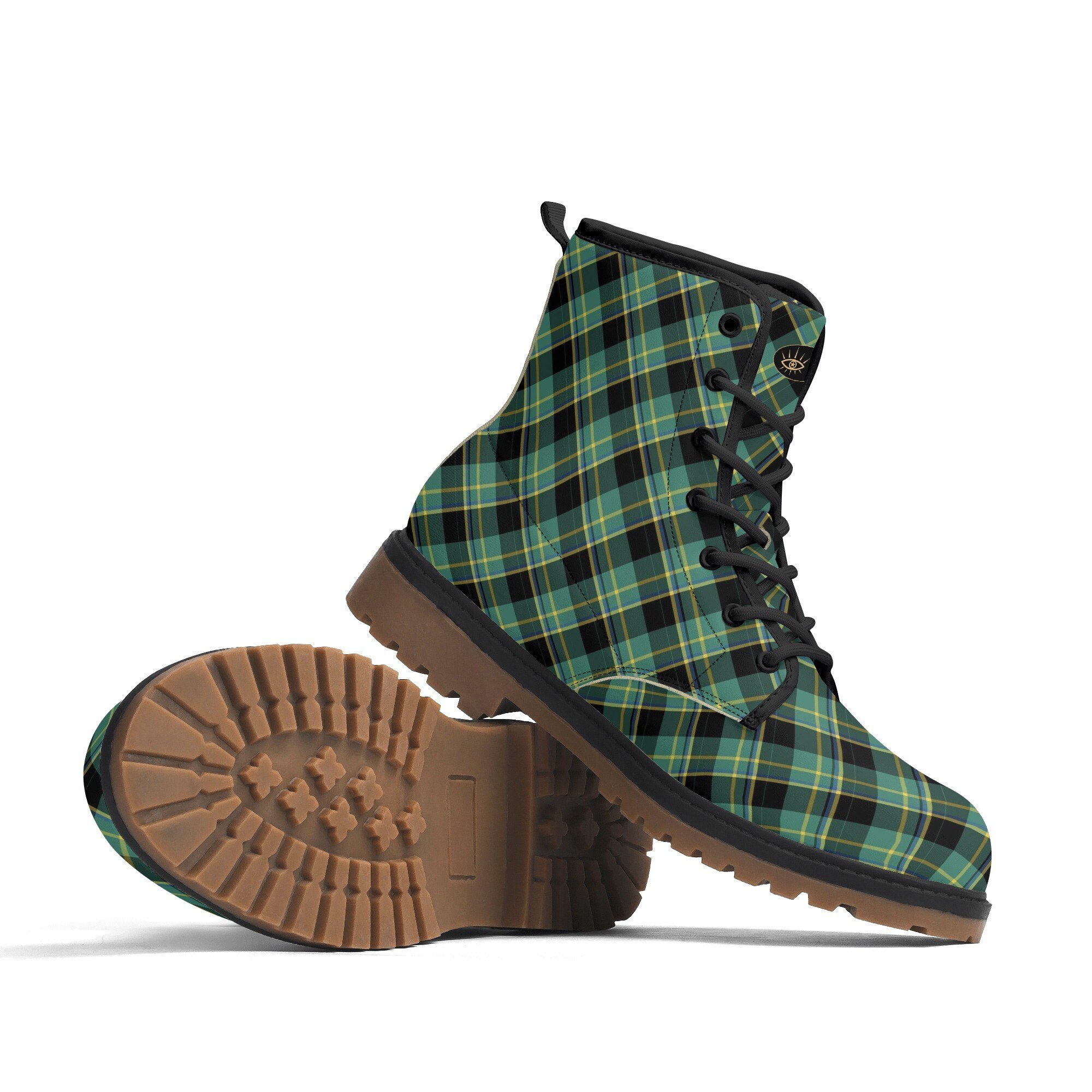 Green Plaid Combat Boots St Patricks Day Boots Irish Mens Womens Shoes Luxe Paxton Boots