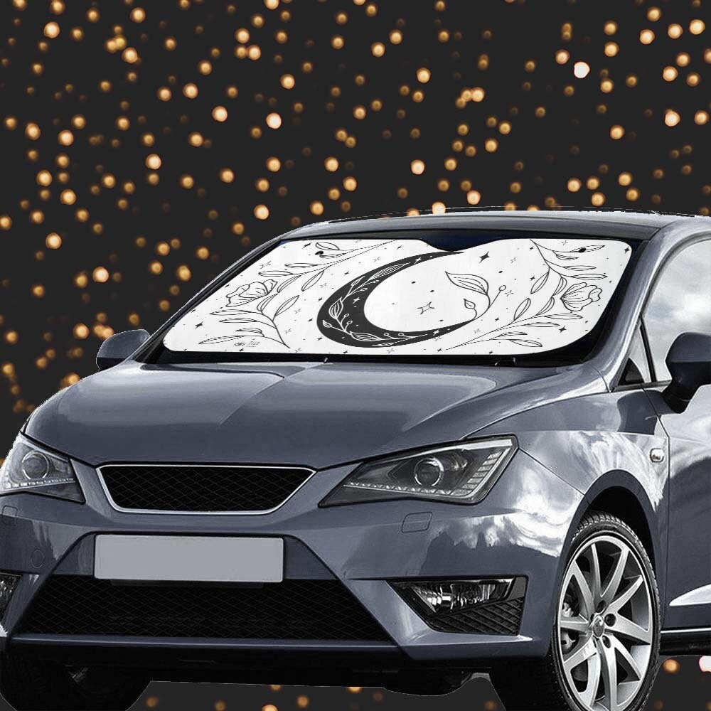 White Moon Flowers Auto Sun Shade Witch Car Accessories UV