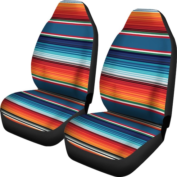 Buy Side Airbag Compatible Serape Blue Orange Seat Covers set of 2