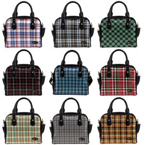 Plaid Handbag Choose A Color, Shoulder Bag, Hand Bag, Plaid Purse, Womens Bag, Gift for Her Bowler Bag