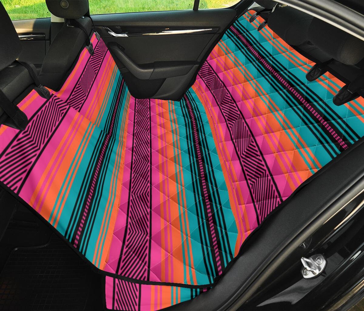 Turquoise Pink Coral Serape Pattern05 Car Back Covers Seat Pet Etsy