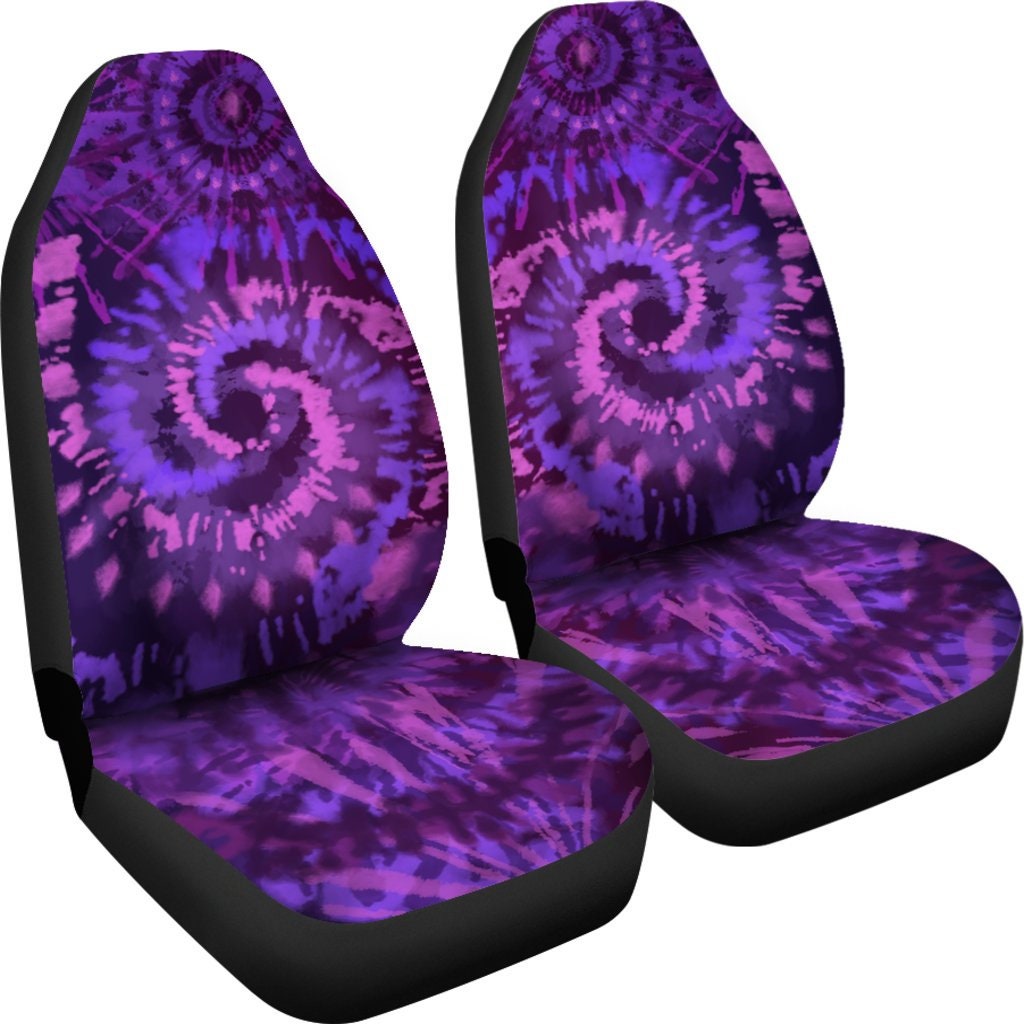 Boho Purple Tie Dye Car Seat Covers Set of 2 Hippie Groovy Etsy