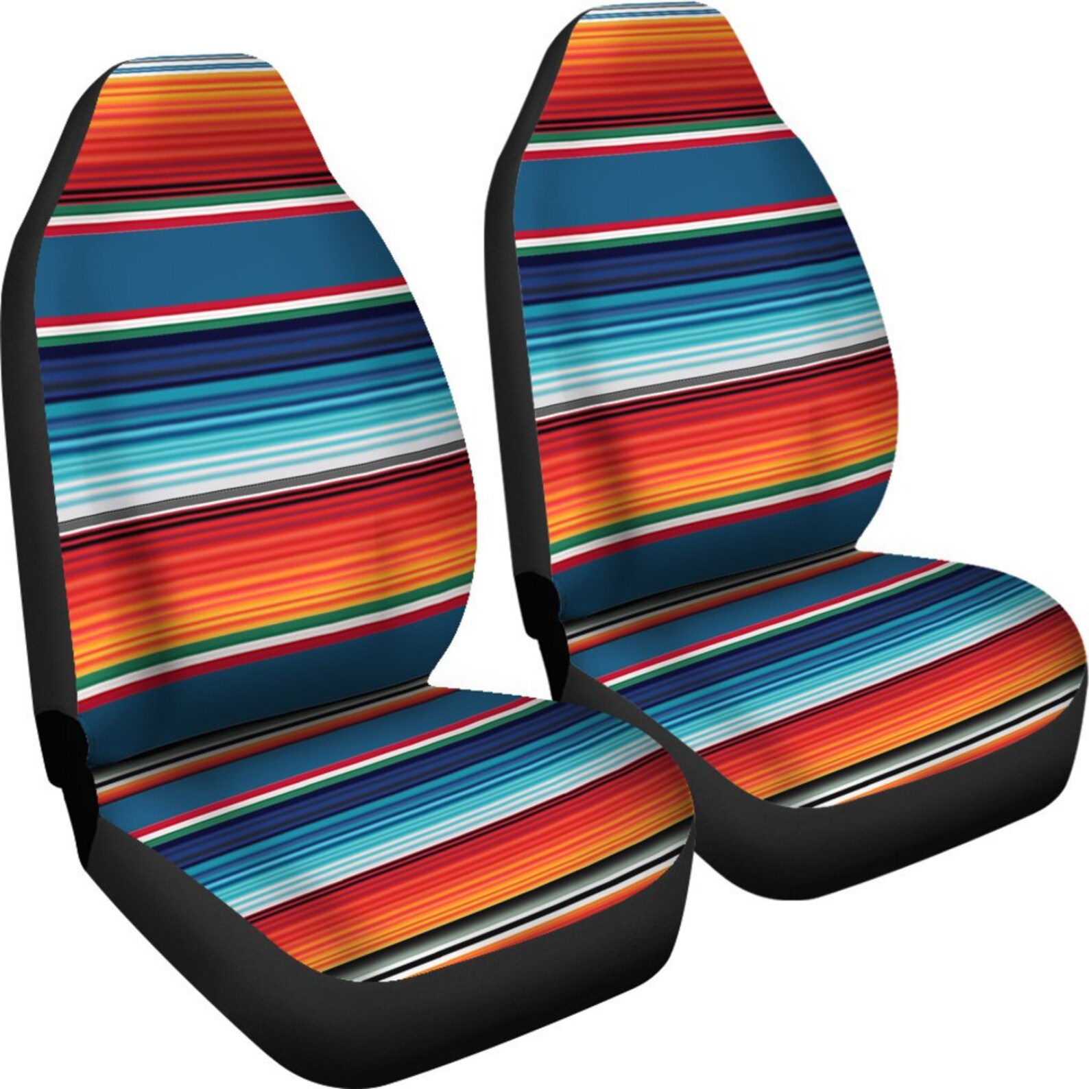 Mexican Blanket Blue Orange Car Seat Covers set of 2 Etsy