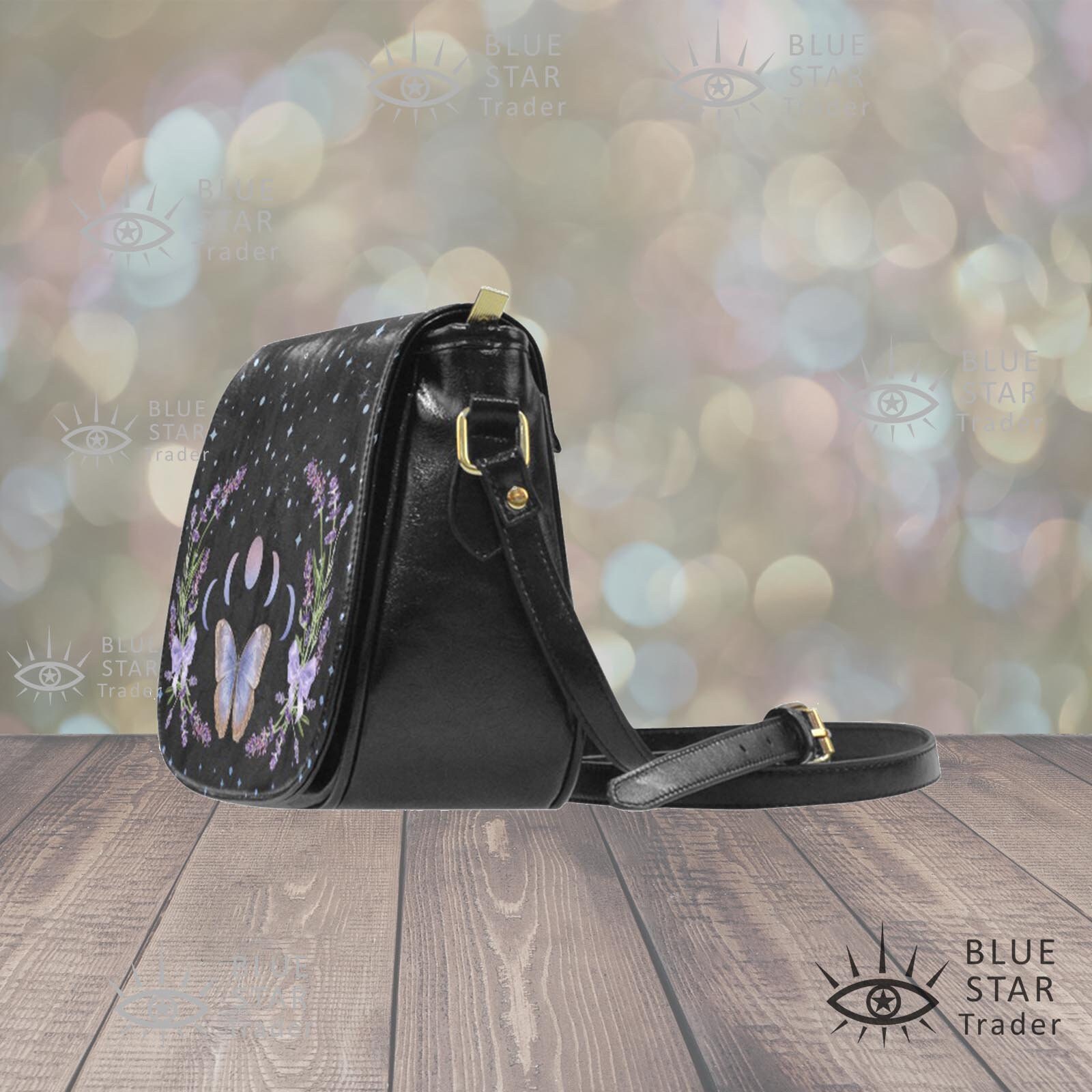 Vegan Saddle Bag Purse Purple Butterfly Saddlebag Etsy