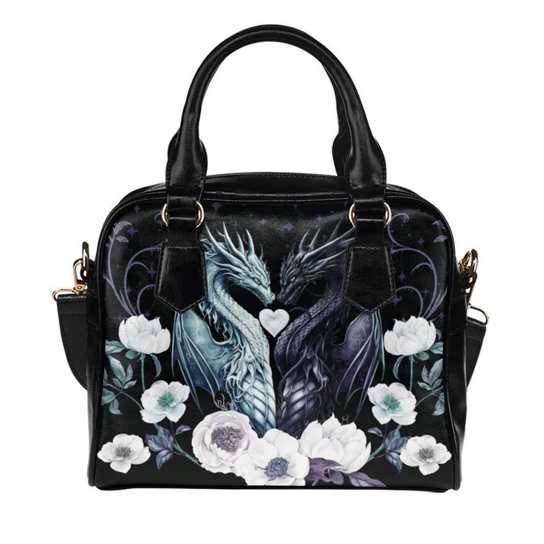 Dragons Purse Goth Bag Fantasy Shoulder Bag Floral Womens Etsy