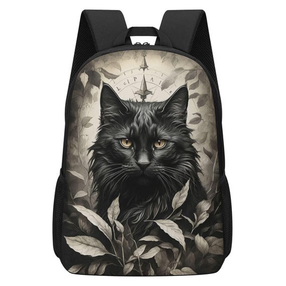 17 Inch Backpack Black Cat Rucksack Witchy Book Bag Witch Familiar School Bag Halloween Bag Wiccan Pagan Bag Etsy