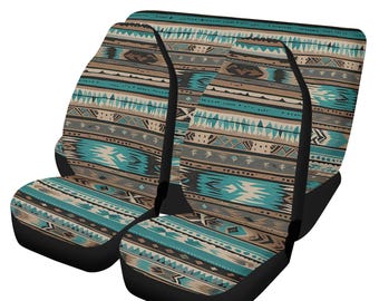 Tribal Brown Car Seat Covers Pair, Ethnic Striped Seat Cover for Car for Men Women, Car Seat Protector, Car Accessories