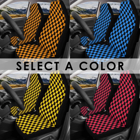 Checkered Car Seat Covers set of 2 Checkerboard Interior Car Accessories Checkers Customizable Color Choice Etsy Canada