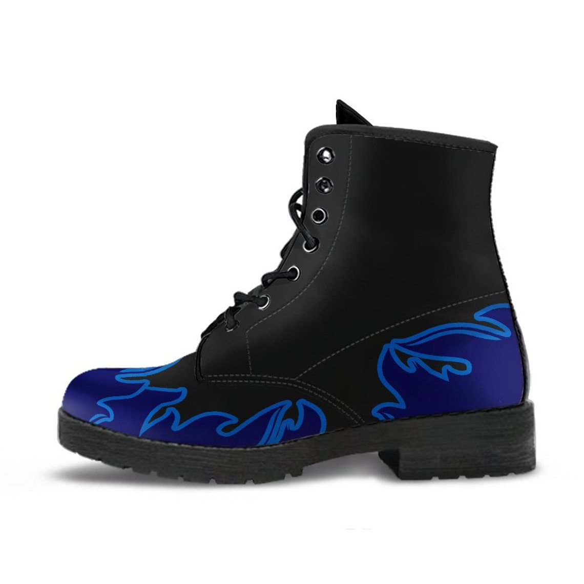 Blue Flames Boots Combat Style Men's Women's with Etsy