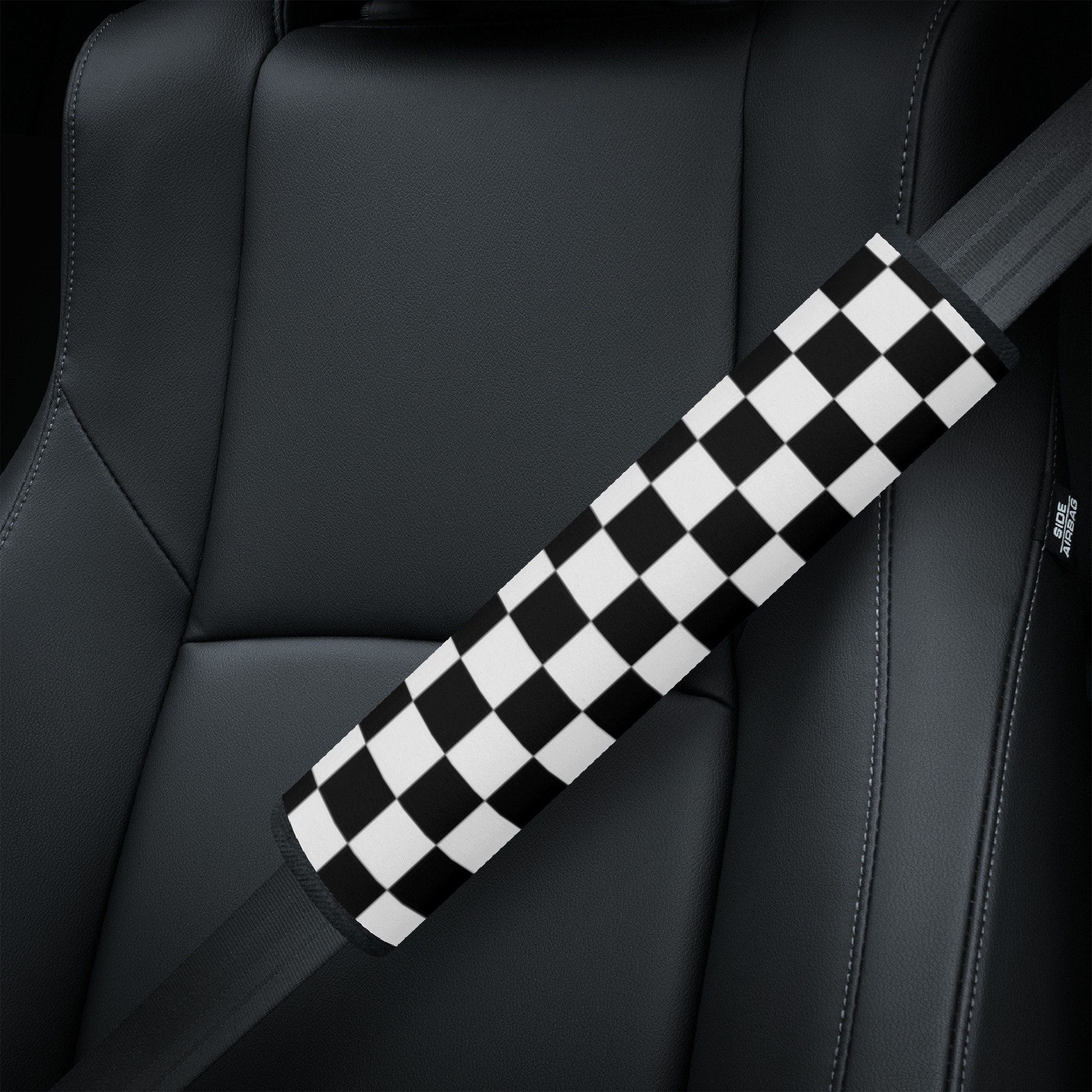 Black White Checkered Car Seat Covers set of 2 Interior Car Accessories  Checkers Racing Cheap Trick Skater Gift Checker 