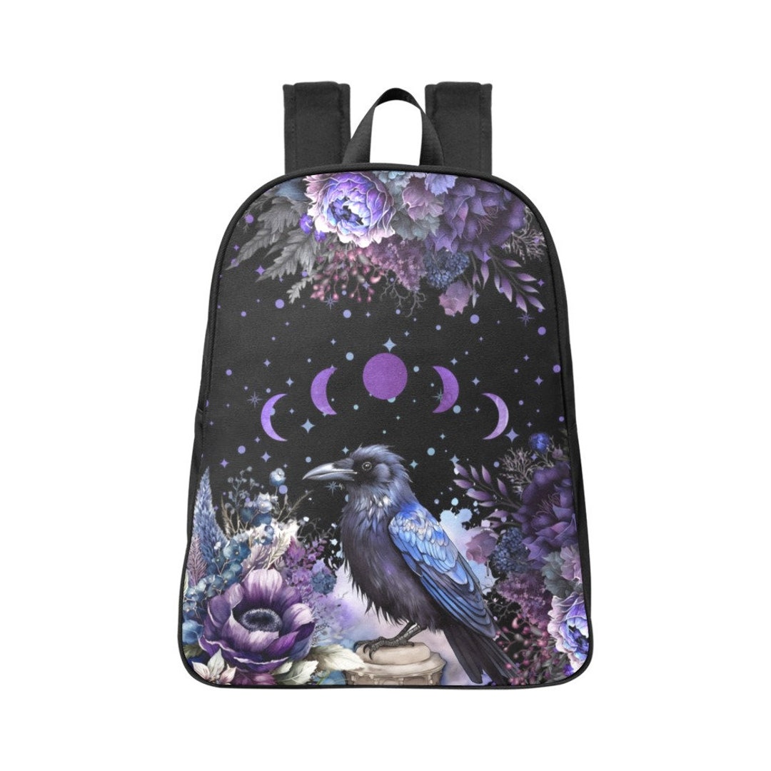 Goth Purple Raven Backpack Witchy Bookbag select Size - Etsy