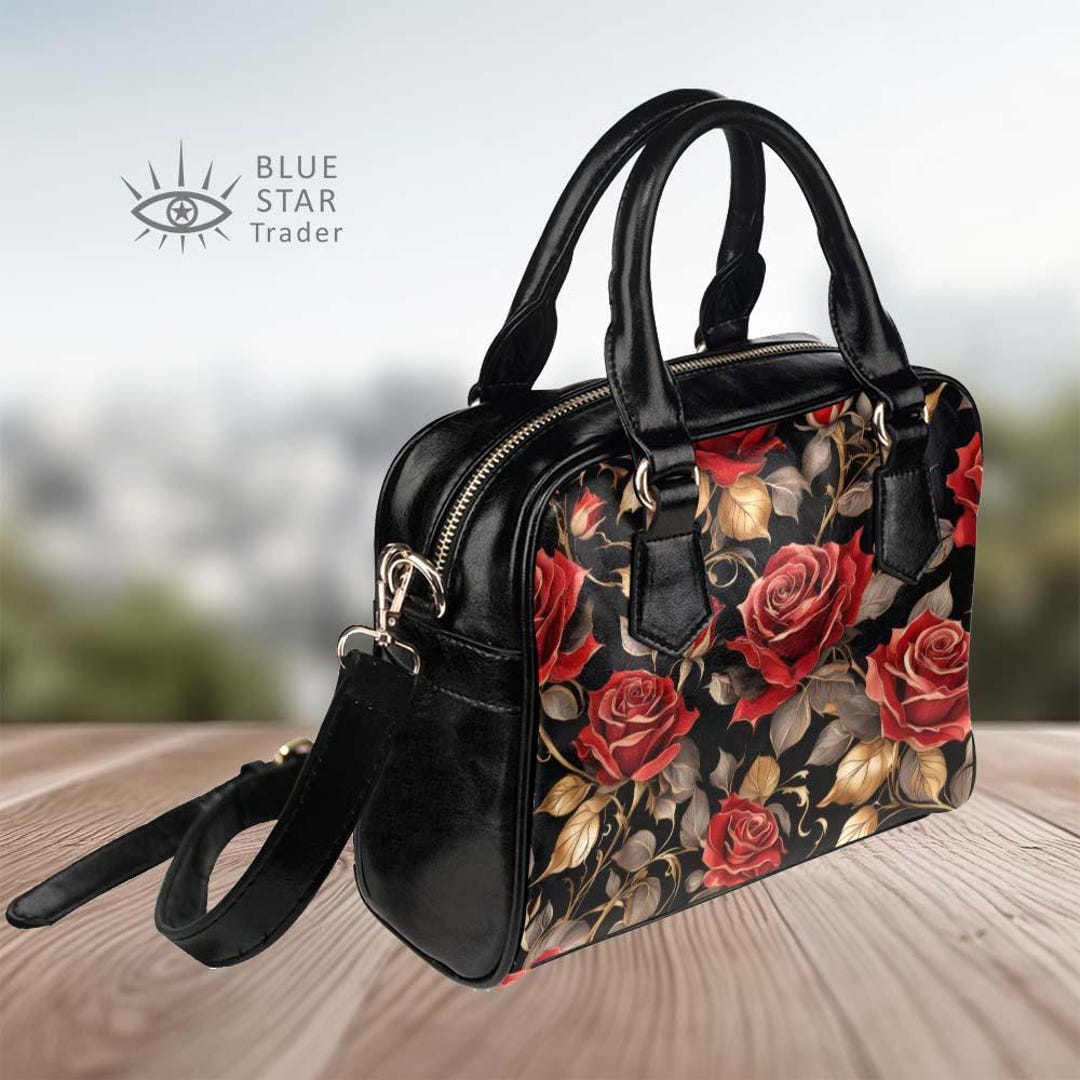 Red Roses Handbag, Floral Purse, Womens Rose Flower Handbag, Shoulder ...