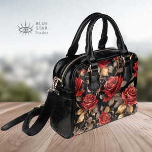 Red Roses Handbag, Floral Purse, Womens Rose Flower Handbag, Shoulder Bag, Betty Bowler Bag, small fashion hand bag