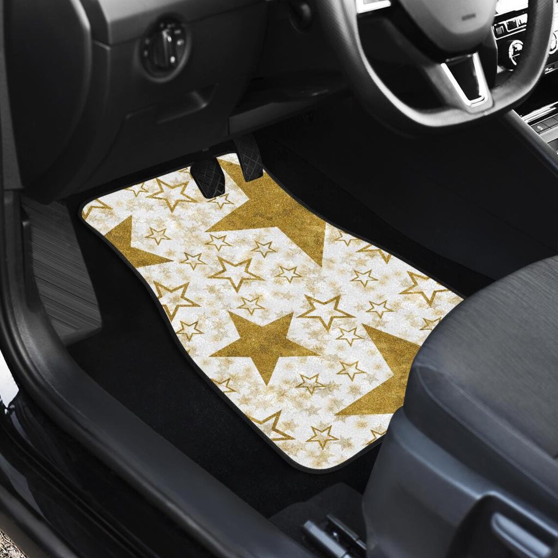 Gold Stars White Car Floor Mats Set of 4 for Front and Back Etsy