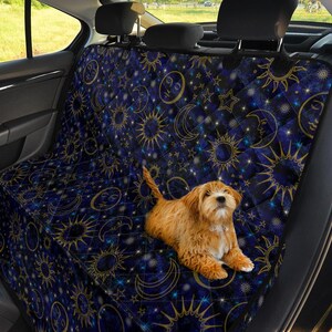 Celestial Night Sky Black Blue With Gold Suns Moons Stars Car Pet Seat Covers Auto Accessory Vehicle Car Seats Car Decor