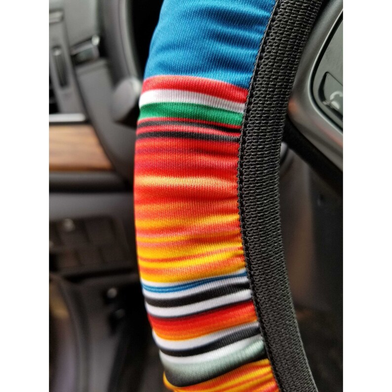 Blue Orange Mexican Blanket Design Neoprene Steering Wheel Etsy
