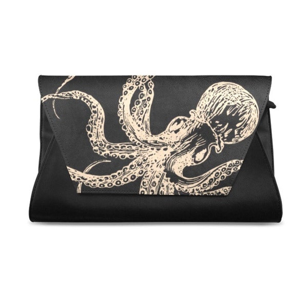 Octopus Clutch Bag, Womens 11 Inch Goth Kraken Handbag Purse handtasche krake