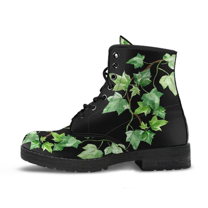 Green Ivy Boots Summer Combat Boots Boho Leaves Black and - Etsy