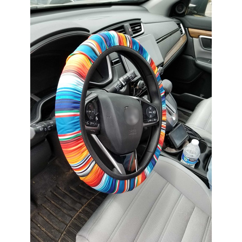 Blue Orange Mexican Blanket Design Neoprene Steering Wheel Etsy