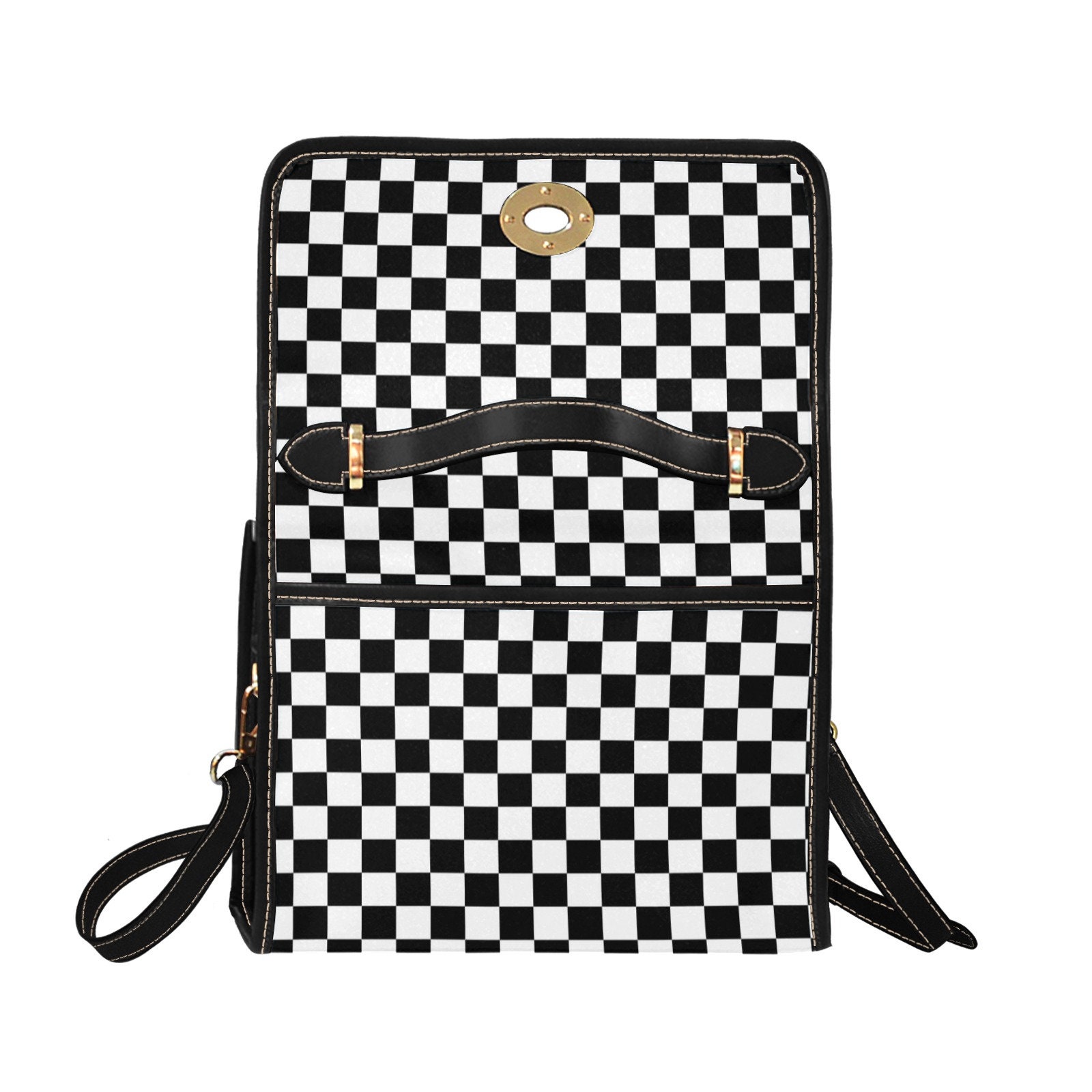 y2k Addicted Checkered Purse Black and white bag... - Depop