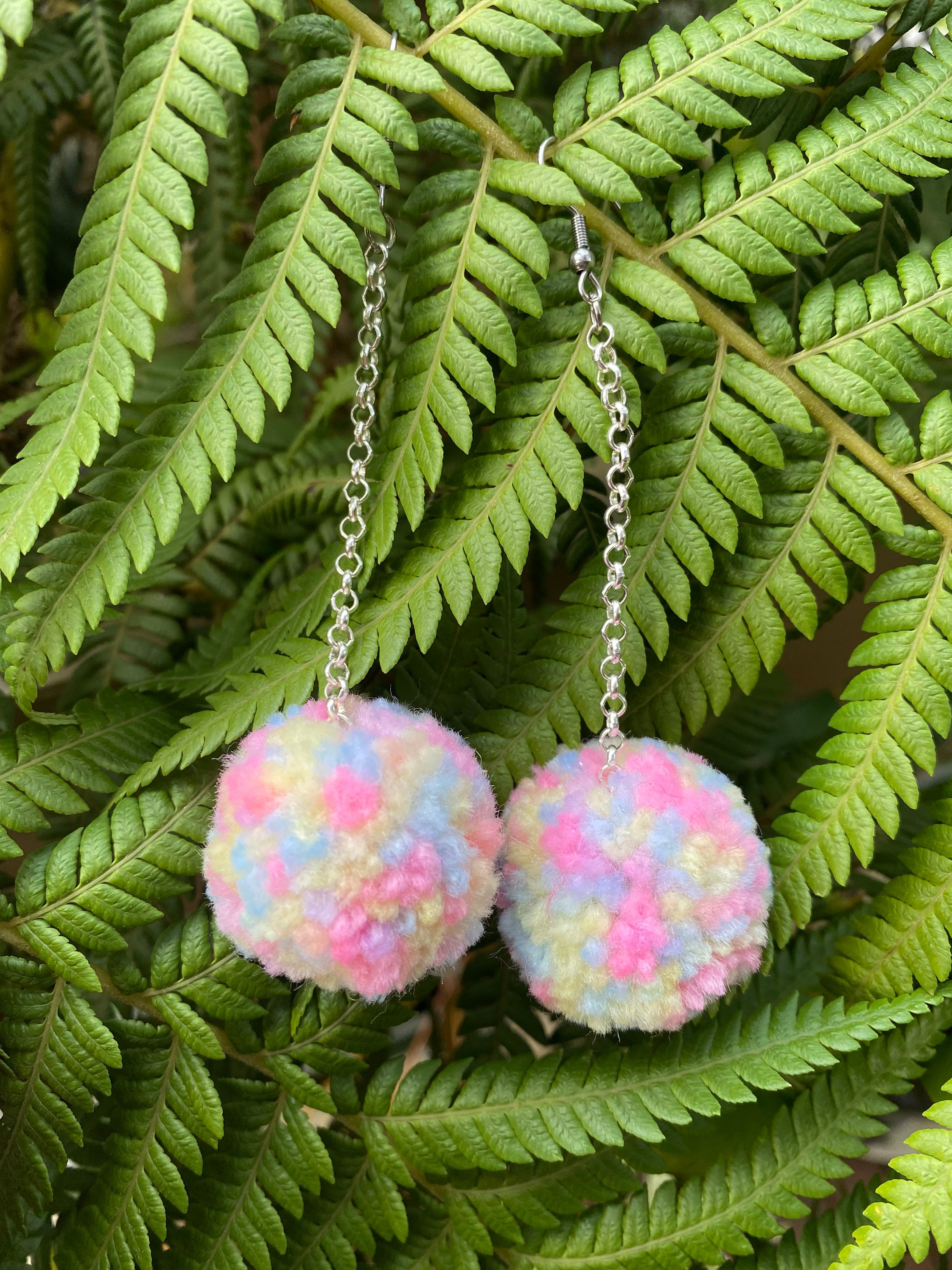 Pom pom dangle earrings Clearance