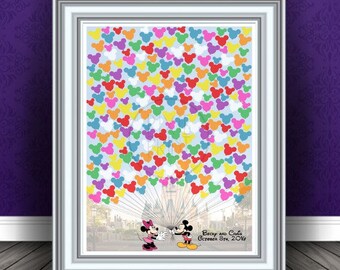 Mickey and Minnie Main Street Balloon Wedding Guestbook Poster