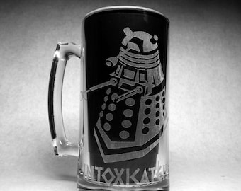 Single 27oz "Dr Who / Dalek / INTOXICATE!!!" Laser Engraved Beer Mug