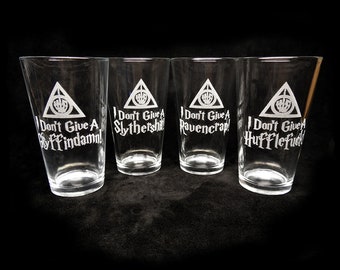 Set of Four 16-oz "Hogwords" Laser Engraved Pint Glasses