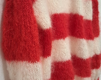 Handmade Johnny Rotten Punk Mohair Jumper: Red and White Striped Seditionaries Replica