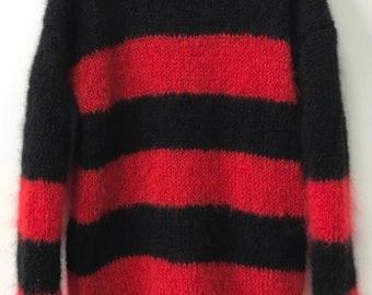 Nancy Spungen Lacy Openwork Mohair Sweater Dress Black & White