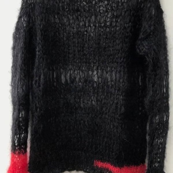 Handknit Black and Red Mohair Jumper inspired by Seditionaries