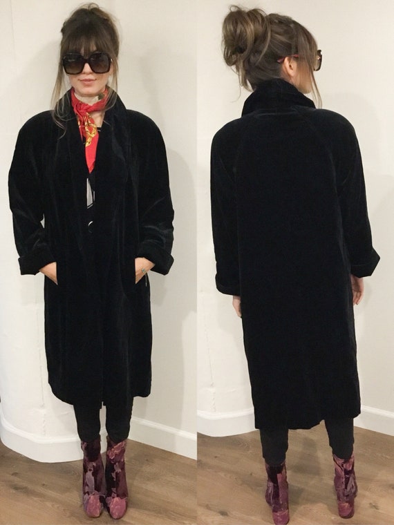 1980's Dumas Womans Long Velvet Coat