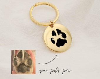Custom Paw Print Keychain, Actual Paw Print Keychain, Pet Owner Keychain, Pet Loss Keychain, Memorial Keepsake, Pet Owner Gift