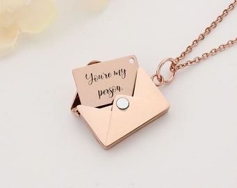 Envelope Locket Necklace, Secret Message Necklace, Hidden Message Necklace, Secret Message Locket, Couple Gift, Best Friend Gift