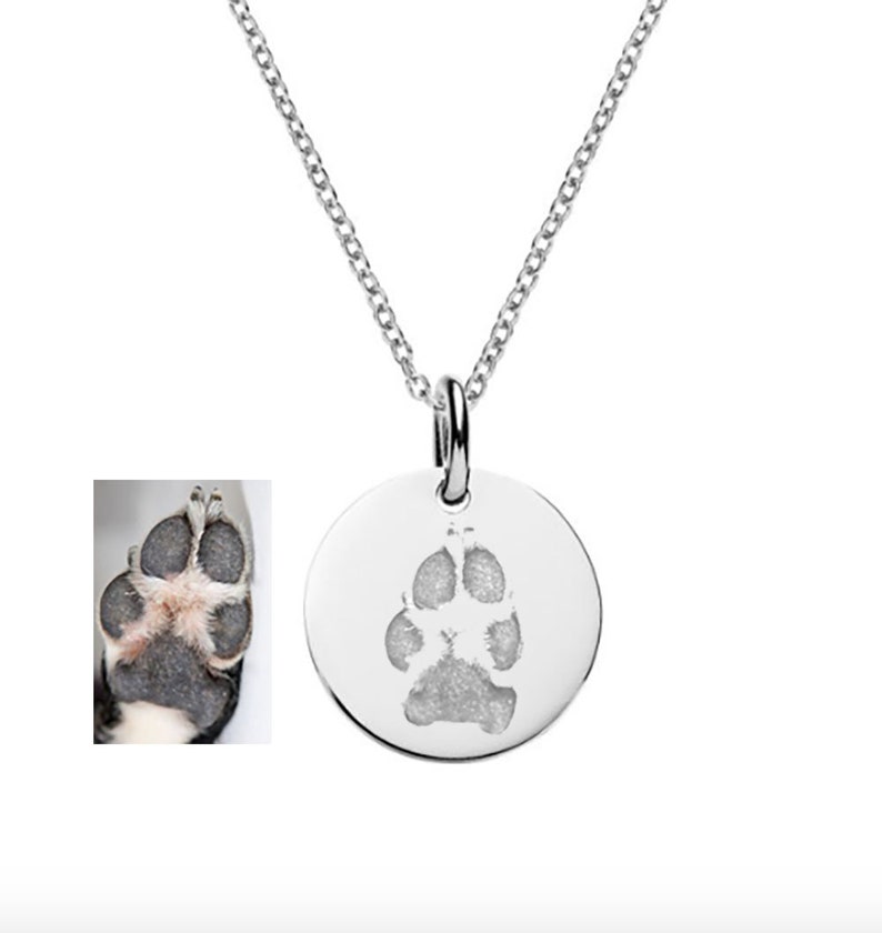 Custom Paw Print Necklace, Actual Paw Print Necklace, Pet Owner Necklace, Pet Loss Necklace, Memorial Jewelry, Pet Owner Gift image 1