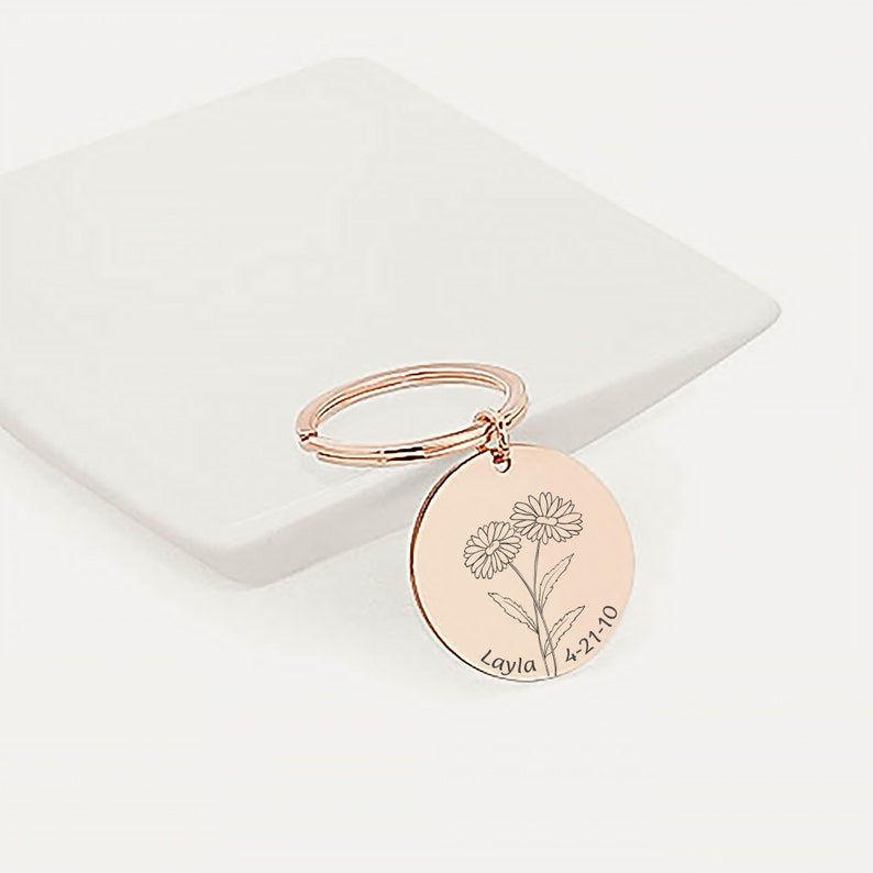 Gift for Mom Flower Keychain Birth Month Birth Month Keychain Floral Bouquet Keychain Birth Flower Keychain Mother/'s Day Gift
