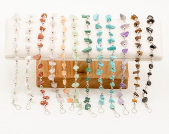 Crystal Chip Bead Bracelet, Healing Gemstone Bracelet, Handmade Adjustable Beaded Bracelet for Her