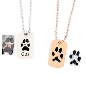 Custom Paw Print Necklace, Actual Paw Print Necklace, Pet Owner Necklace, Pet Loss Necklace, Memorial Jewelry, Pet Owner Gift, Dog Tag