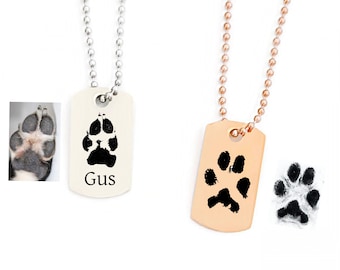 Custom Paw Print Necklace, Actual Paw Print Necklace, Pet Owner Necklace, Pet Loss Necklace, Memorial Jewelry, Pet Owner Gift, Dog Tag