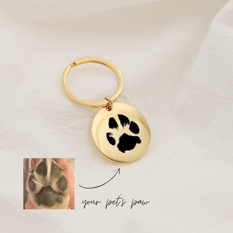 Custom Paw Print Keychain, Actual Paw Print Keychain, Pet Owner Keychain, Pet Loss Keychain, Memorial Keepsake, Pet Owner Gift image 1