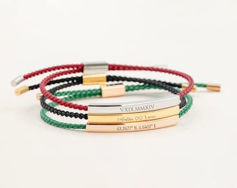 Custom Engraved Matching Couple's Bracelet, Adjustable Friendship Bracelet, His and Her Bracelet, Couple's Bracelet Set, Coordinate Bracelet