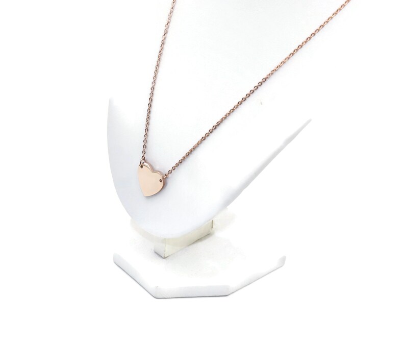 Silver Rose Gold Custom Engraved Stainless Steel Heart Pendant Monogram Name Necklace Gold