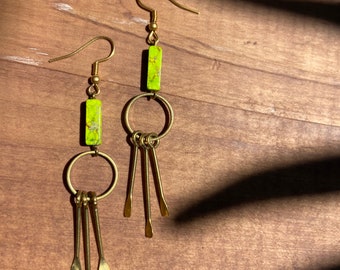 Green Imperial Jasper Chandelier Earrings | Sea Pediment Earrings
