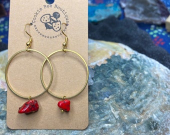 Red Magnesite Big Circle Earrings